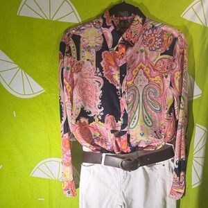 Lauren Ralph Lauren Colorful Paisley Button-Up Shirt